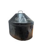 VINTAGE 20TH CENTURY METAL MARINES HAT BOX