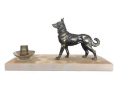 20TH CENTURY ART DECO VINTAGE LAMP BASE WITH BRASS DOG FIGURE