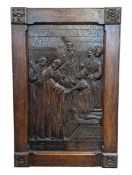 CARVED OAK PLAQUE OF HENRY II AT THE TOMB OF THOMAS BECKET
