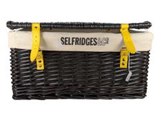 SELFRIDGES & CO - RATTAN BLACK WOVEN BRANDED DESIGNER HAMPER