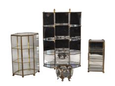 FOUR 20TH CENTURY VINTAGE BRASS AND GLASS JEWELLERY DISPLAY CABINETS
