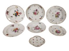 COLLECTION OF 19TH CENTURY MEISSEN PORCELAIN HAND PAINTED FLORAL PLATES