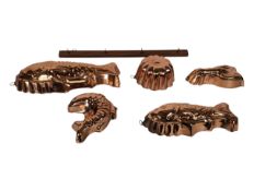VINTAGE 20TH CENTURY PORTUGUESE COPPER PLATED JELLY MOULDS