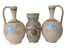 PAIR OF 20TH CENTURY WEDGWOOD PITCHERS AND A TAYLOR & TUNNICLIFFE VASE
