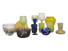 COLLECTION OF COLOURED STUDIO ART GLASS
