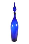 VINTAGE 20TH CENTURY BLUE GLASS EMPOLI STYLE GENIE BOTTLE