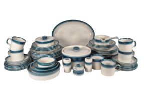 WEDGWOOD - A VINTAGE LATE 20TH CENTURY BLUE PACIFIC STONEWARE DINNER SERVICE