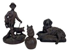 COLLECTION OF THREE 20TH CENTURY VINTAGE BRONZED RESIN FIGURES