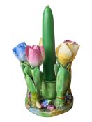 CROWN STAFFORDSHIRE - EARLY 20TH CENTURY ART DECO TULIPS DIORAMA SPILL VASE
