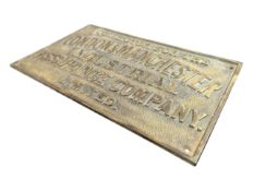 BRASS METAL WALL PLAQUE - LONDON & MANCHESTER INDUSTRIAL ASSURANCE BUILDING SIGN