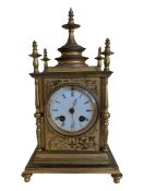 19TH CENTURY VICTORIAN GILT METAL MANTEL CLOCK