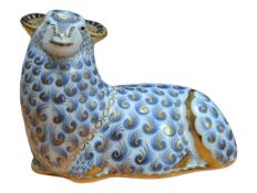 ROYAL ROWN DERBY - ENGLISH FINE BONE CHINA SHEEP PAPERWEIGHT