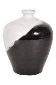 LATE 20TH CENTURY STUDIO POTTERY BLACK AND WHITE DRIP GLAZE VASE