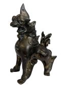 20TH CENTURY VINTAGE BURMESE BRASS FOO DOG GUARDIAN LION FIGURE