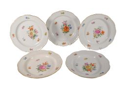 MEISSEN - COLLECTION OF FIVE 19TH CENTURY PORCELAIN HAND PAINTED PLATES