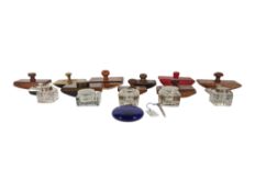COLLECTION OF 20TH CENTURY VINTAGE INK BLOTTERS AND GLASS INKWELLS