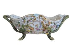 MEISSEN - LATE 19TH CENTURY GERMAN PORCELAIN TWIN HANDLED BASKET