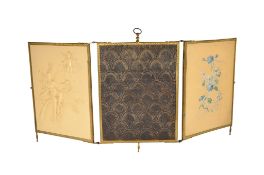 1950S VINTAGE GILT METAL TRIPTYCH DRESSING TABLE MIRROR
