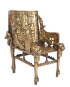 19TH CENTURY EGYPTIAN REVIVAL BRASS THRONE SEAT OF TUTENKAHMEN