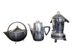 THREE MID TO LATE 20TH CENTURY VINTAGE STAINLESS STEEL COFFEE POTS