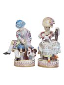 MEISSEN, GERMANY - TWO 18TH CENTURY PORCELAIN GENTLEMEN & LADY FIGURINE