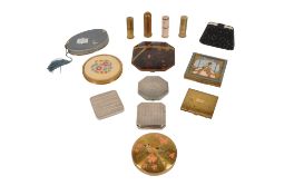 COLLECTION OF 20TH CENTURY VINTAGE BEAUTY COMPACT CASES AND LIPSTICKS