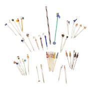 COLLECTION OF MID CENTURY VINTAGE NOVELTY GLASS COCKTAIL STICKS / SWIZZLERS
