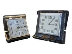 TWO 20TH CENTURY VINTAGE PORTABLE FOLDING TRAVEL CLOCKS
