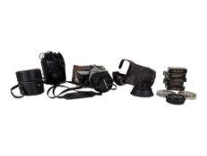 OLYMPUS - LATE 20TH CENTURY OM-2 SLR CAMERA WITH ACCESSORIES
