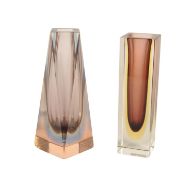 MANNER OF MURANO - TWO MID CENTURY SOMMERSO STUDIO ART GLASS VASES