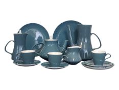 POOLE POTTERY - MID CENTURY VINTAGE TWO TONE POTTERY TEA SERVICE