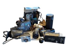 COLLECTION OF LATE 20TH CENTURY VINTAGE SLR CAMERAS AND VIDEO CAMERAS