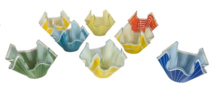 CHANCE BROTHERS GLASS - EIGHT VINTAGE MID 20TH CENTURY HANDKERCHIEF BOWLS