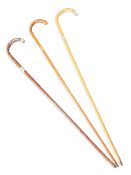 THREE VINTAGE 20TH CENTURY SILVER MOUNTED WALKING STICKS