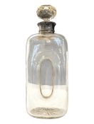EARLY 20TH CENTURY GLASS DECANTER WITH SILVER COLLAR
