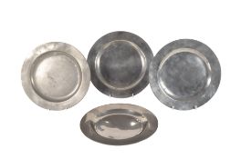 FOUR 18TH CENTURY ENGLISH METAL PEWTER PLATES