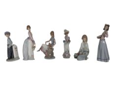 LLADRO, SPAIN - COLLECTION OF SIX VINTAGE 20TH CENTURY SPANISH PORCELAIN FIGURES