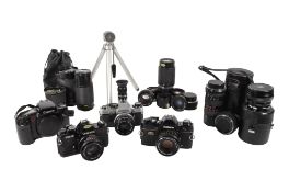 COLLECTION OF LATE 20TH CENTURY VINTAGE SLR CAMERAS AND LENSES