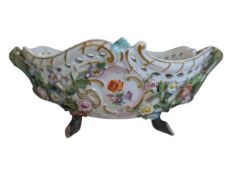 MEISSEN - LATE 19TH CENTURY GERMAN PORCELAIN TWIN HANDLED BASKET