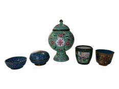 COLLECTION OF 19TH CENTURY CHINESE ENAMELLED AND CLOISONNE PIECES