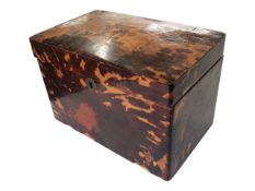 VICTORIAN SHELLAC FAUX TORTOISESHELL TEA CADDY BOX