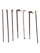 COLLECTON OF VINTAGE 20TH CENTURY HAND MADE WOODEN WALKING STICKS