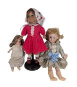 DOLLS - A COLLECTION OF ANTIQUE AND OTHER BISQUE HEADED DOLLS