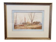 EDWARD WILLIAM COOKE (1811-1880) - 19TH CENTURY WATERCOLOUR PAINTING OF A FARM