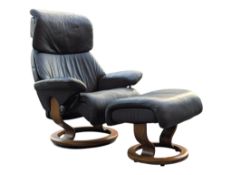 EKORNES - STRESSLESS - VINTAGE LEATHER ARMCHAIR & FOOTSTOOL