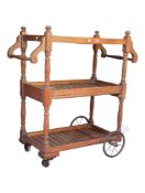 1920S MAHOGANY THREE TIERS BUTLERS HOSTESS TROLLEY