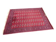 20TH PERSIAN BOKHARA RED WOOL FLOOR CARPET RUG