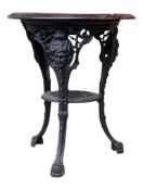 19TH CENTURY VICTORIAN CAST IRON PUB TABLE WITH WOODEN TOP