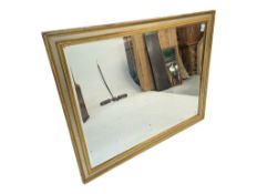 20TH CENTURY LARGE SILVERED & GILTWOOD FRAME WALL HANGING MIRROR