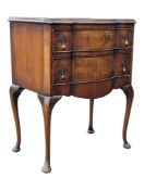 QUEEN ANNE REVIVAL WALNUT SERPENTINE CHEST OF DRAWERS